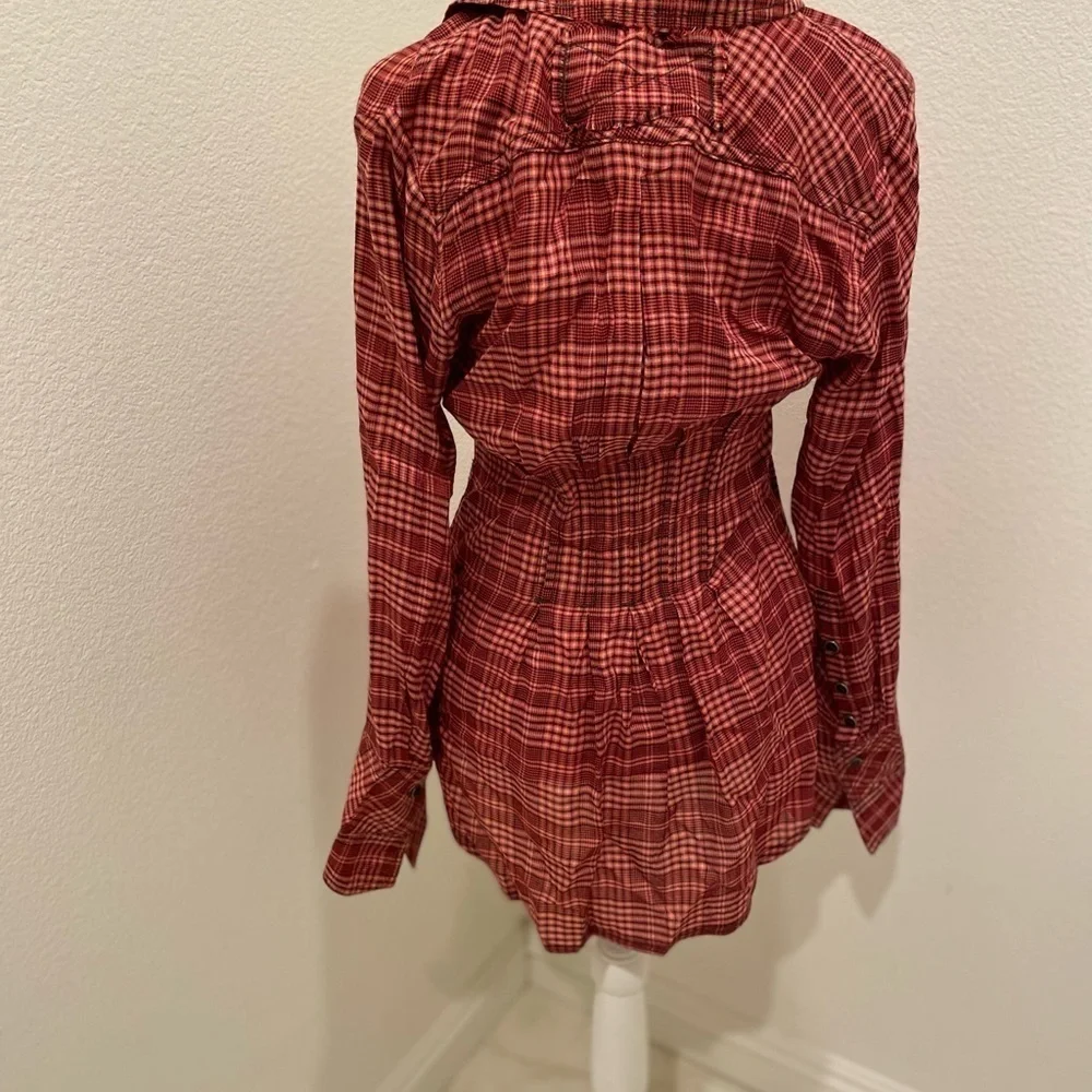 NWT Womens Size XS We The Free By Free People Shirt Dress Plaid Button Up Red‌‌‍ - Picture 11 of 11